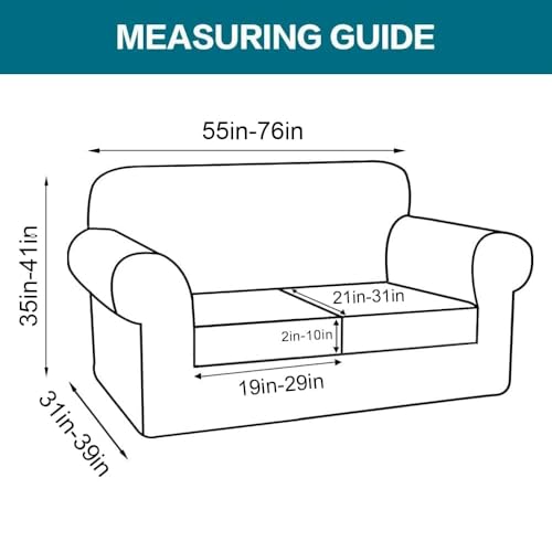 3 Piece Sofa Covers for 2 Cushion Couch Sofa Slipcover Soft Couch Cover for Dogs (Loveseat (2 Cushion) / Porcelain White)