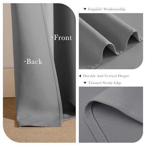 Blackout Curtains Thermal Insulated Window Treatment Panels Room Darkening Blackout Drapes for Living Room Back Tab (Silver Grey / 52"W x 63"L (Pack of 2))