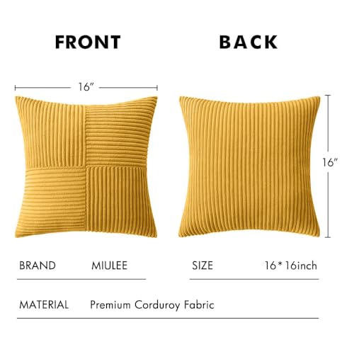 Mustard Yellow Decorative Throw Pillow Covers for Couch 16x16 Inch (16" x 16" (Pack of 2) / Mustard Yellow)
