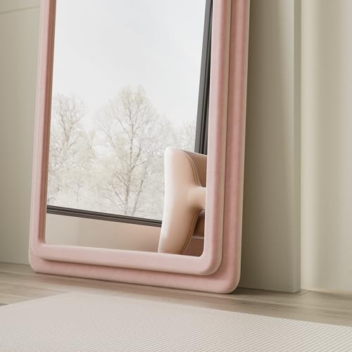 Floor Mirror Full Length Mirror with Stand (Arched - Pink)