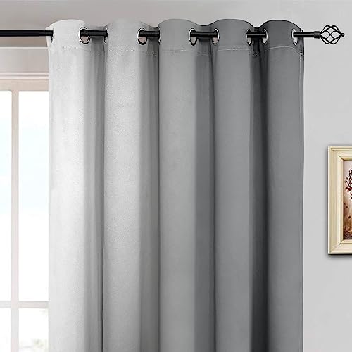 Ombre Curtains Grey and Greyish White for Living Room (62"W x 84"L (Pack of 2) / Grey)