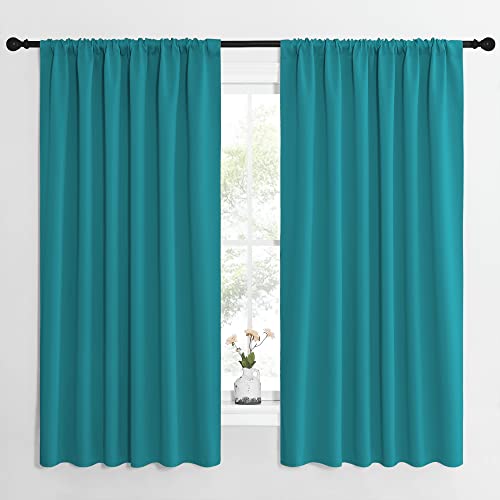 Peacock Blue Blackout Curtains Panels for Window (Peacock Blue / 62"W x 63"L (Pack of 2))