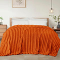 Striped Twin Size Fleece Blanket for Bed (Burnt Orange / Twin ( 60x80 IN ))