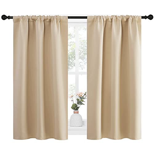 Blackout Room Darkening Curtains (Biscotti Beige / 34"W x 45"L (Pack of 2))
