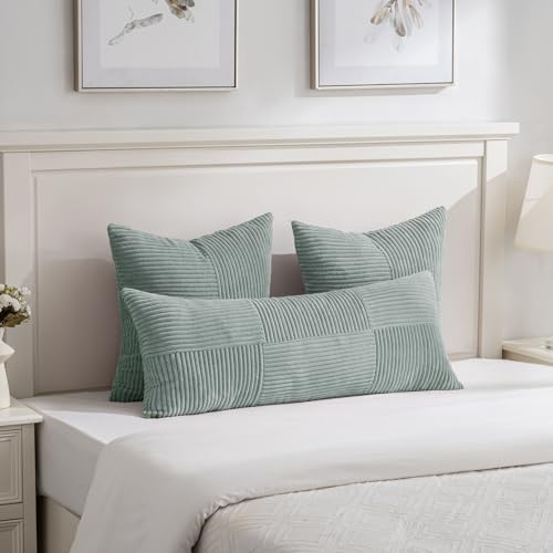 2 Packs Grey Blue Decorative Throw Pillow Covers 20x20 Inch for Couch Bed Sofa (Grey Blue / 20" x 20" (Pack of 2))