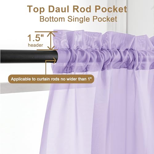Lilac Sheer Curtains 30 inch Length 2 Panels (Lilac / 42"W x 30"L (Pack of 2))