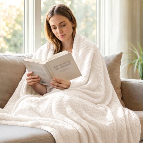 Soft Fleece Bed Blanket Queen Size (Off White / Queen ( 90x90 IN ))