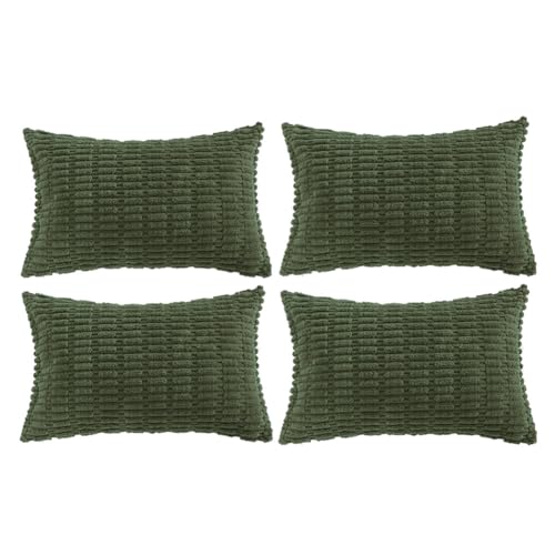 4 Packs Decorative Throw Pillow Covers for Living Room Couch Bed (24" x 14" (Pack of 4) / Olive Green)