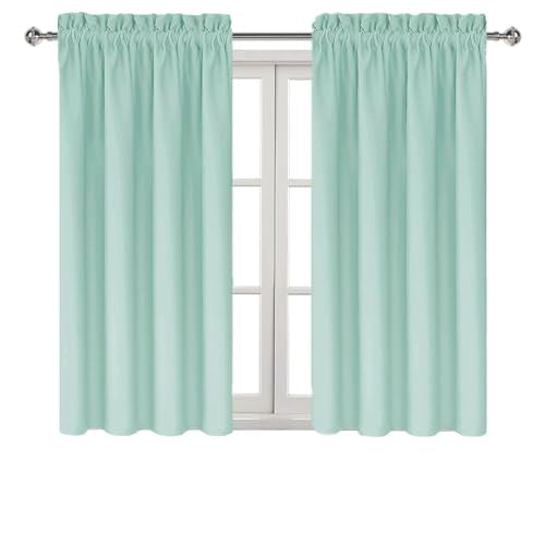 Blackout Curtains for Bedroom Living Room 42 x 45 Inch Long 2 Panels (Mint Green / 42"W x 45"L (Pack of 2))