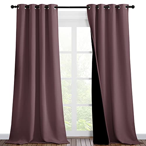 Thermal Insulated 100% Blackout Curtains (Dry Rose / 46"W x 90"L (Pack of 2))