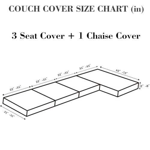 Sofa Covers Couch Covers for Sofa Pet Friendly Couch Cushion Covers Universal Sofa Covers Washable Stretch Slipcovers for Sectional Sofa (Texture Light Coffee / 3 Seats + Chaise Cover)