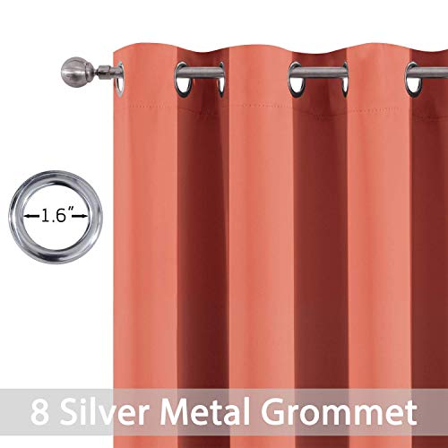 Room Darkening Curtains 52x63 inch Length Coral Orange (Coral Orange / 52"W x 63"L (Pack of 2))
