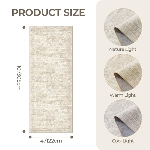 4x10 Runner Rug Non Slip (Beige/Ivory / 4' x 10' (Runner))