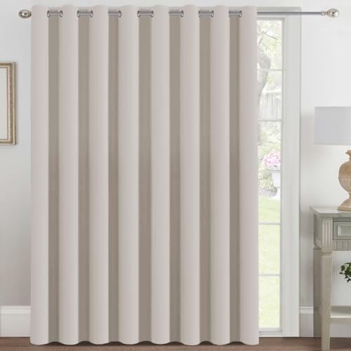 Blackout Patio Curtains 100 x 84 Inches for Sliding Door Extral Wide Blackout Curtain Panels Thermal Insulated Room Divider (100"W x 84"L (Pack of 1) / Natural)