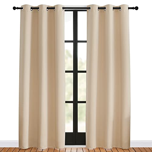 Room Darkening Draperies Window Curtain Panels (Biscotti Beige / 42"W x 80"L (Pack of 2))