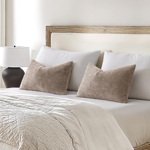 Dercorative Lumbar Throw Pillow Covers 12x20 Inch Light Khaki 2 Pack (20" x 12" (Pack of 2) / Light Khaki)