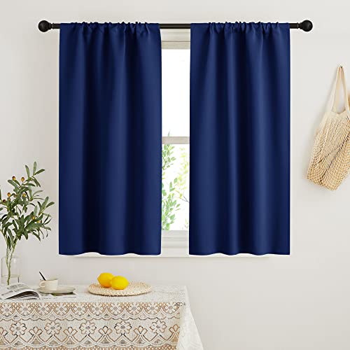 Blackout French Door Window Curtain Coverings (Marine Blue / 29"W x 45"L (Pack of 2))