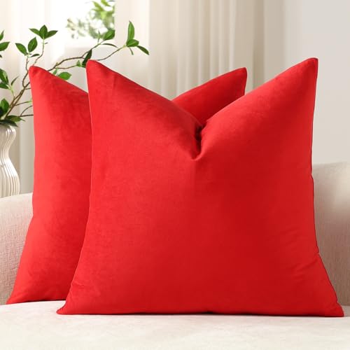 Euro Sham Covers 26x26 Christmas Red (Fiery Red / 26" x 26" (Pack of 2))