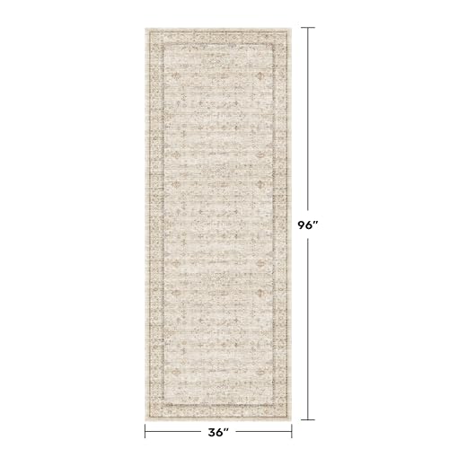 3x8 Non Slip Wide Runner Rug for Hallway Washable (3' x 8' (Runner) / Light Sand Beige)