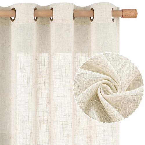 Natural Linen 54 Inch Length Curtains for Bedroom (52"W x 54"L (Pack of 2) / Natural)