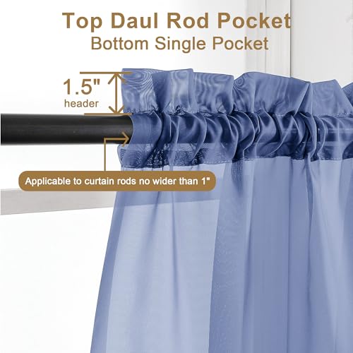 Sheer Royal Blue Curtains 90 inches Long 2 Panels (Royal Blue / 42"W x 90"L (Pack of 2))