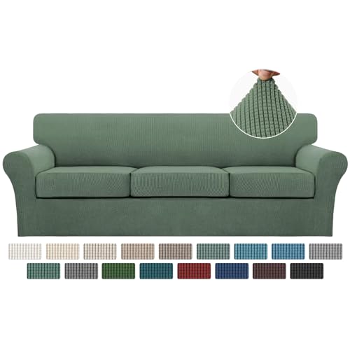 4 Piece Sofa Covers for 3 Cushion Couch Sofa Slipcover Soft Couch Cover for Dogs (XL Sofa (3 Cushion) / Loden Frost)