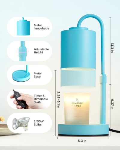 Dimmable Candle Warmer Lamp with Timer (Light Blue)