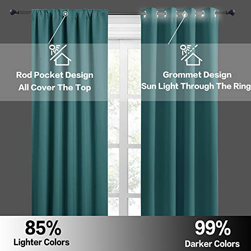 Short Teal Blackout Curtains for Small Bedroom Kitchen Cafe Window (Teal / 42"W x 36"L (Pack of 2))