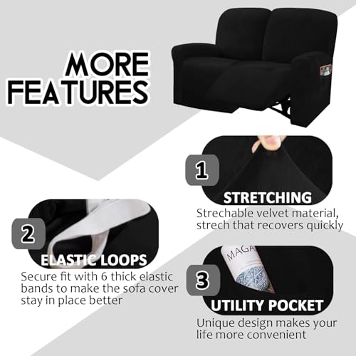 Reclining Love Seat Slipcover (Black)