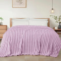 Striped Queen Size Fleece Blanket for Bed (Lilac Purple / Queen ( 90x90 IN ))
