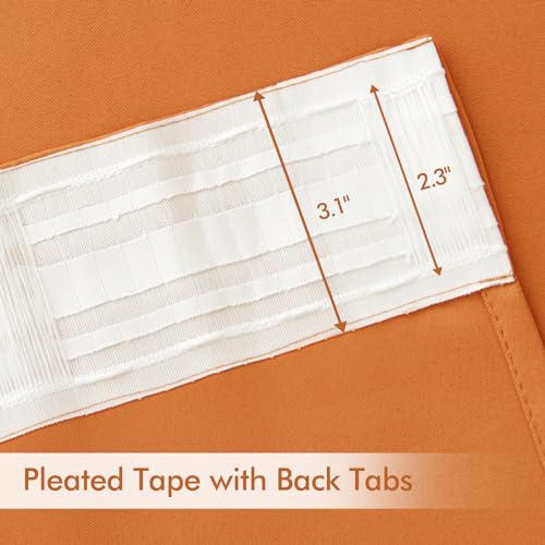 Fall Orange Back Tab Blackout Curtains 52x84 Inch Length 2 Panel Set (Orange / 52"W x 84"L (Pack of 2))