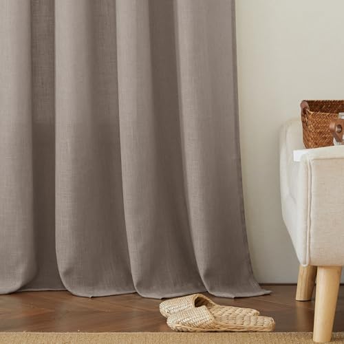 Sheer Curtains 102 inches (Birch Brown / 52"W x 102"L (Pack of 2))