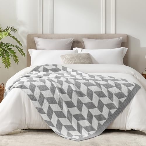 Chevron Throw Blanket for Couch (Chevron Grey / Throw (50"x60"))