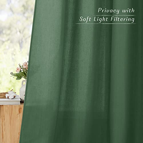 Thick Linen Olive Green Curtains & Drapes (Olive Green / 55"W x 90"L (Pack of 2))