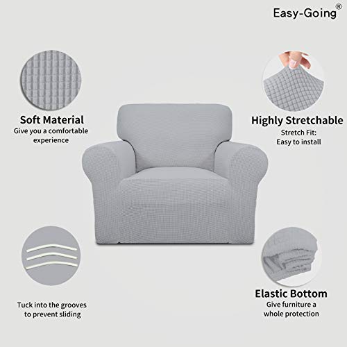 Stretch Chair Slipcover with Arm Washable Silver Gray (Small Chair / Silver Gray)