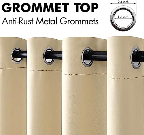 Cream Beige Blackout Bedroom Curtains 63 Inch Long Light Blocking (Cream Beige / 42"W x 63"L (Pack of 2))