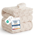 Checkered Soft Cozy King Size Blankets for Bed (07 Cream / King (108" X 90"))