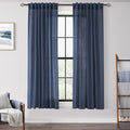 Navy Blue Curtains 63 Inch Length for Bedroom Back Tab Light Filtering Semi Sheer Living Room Curtains Linen Cotton Textured Indigo Drapery Panel Modern Farmhouse Aesthetic Decor (Navy Blue / 52"W x 63"L (Pack of 2))