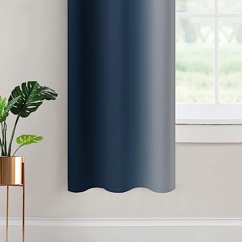 Ombre Curtains Navy Blue and Greyish White for Living Room (42"W x 63"L (Pack of 2) / Navy Blue)