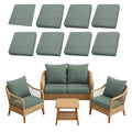 8PCS Patio Cushion Covers.Patio Furniture Couch SeatSlipcovers (Green / 8PCS)