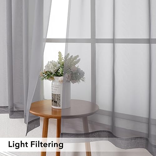 Grey Short Sheer Kitchen Tier Curtains 36 (Charcoal Grey / 42"W x 36"L (Pack of 2))