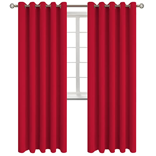 Red Blackout Curtains for Living Room 84 Inch Long (Red / 70"W x 84"L (Pack of 2))