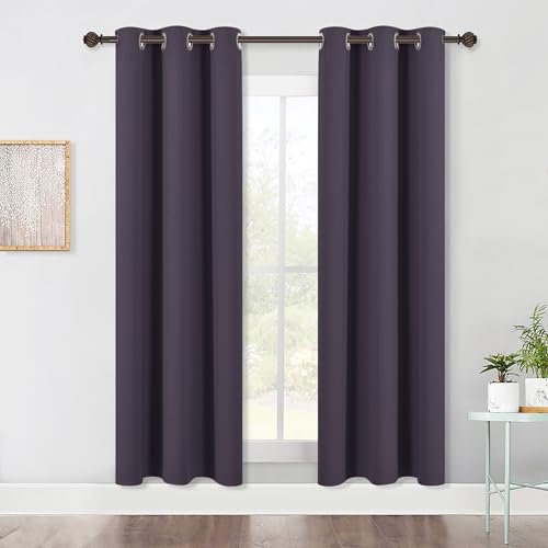 Bedroom Blackout Draperies Panels (Greyish Purple / 42"W x 72"L (Pack of 2))