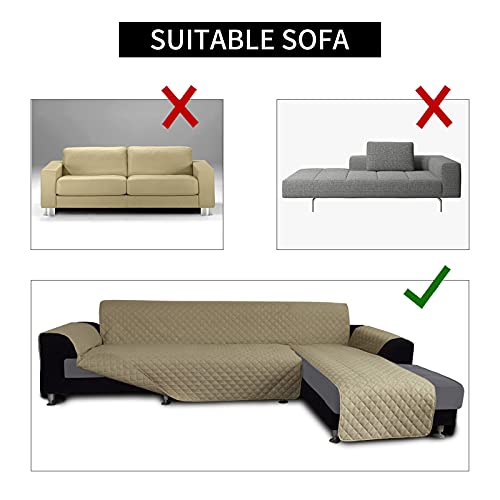 Reversible L Shape Sectional Couch Cover (Large / Beige/Beige)