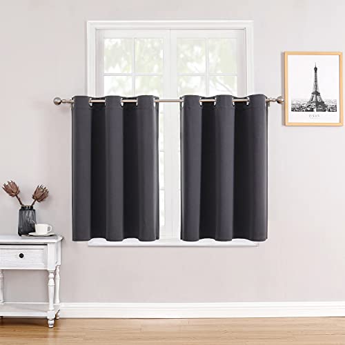 Small Blackout Curtains for Kitchen and Bedroom 36 Inches Long (52"W x 36"L (Pack of 2) / Dark Grey)