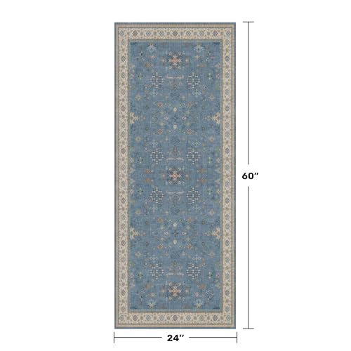 Boho 2x5 Kitchen Rugs Non Slip (2' x 5' (Runner) / Dusty Blue)