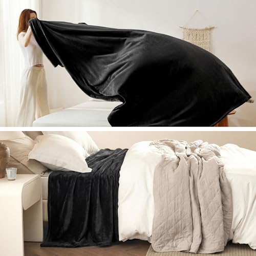 Soft Cozy Warm Fleece Bed Blanket Full Size Black 84"x90" (03 - Black / Full (84" x 90"))