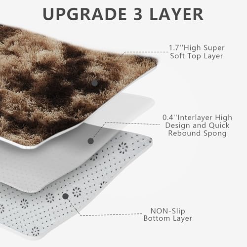 Shag Area Rugs for Bedroom Living Room (Mottling Brown / 4' x 6' (Rectangular))