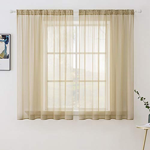 Beige Sheer Curtains 54 X 45 Inches Beige (Beige / 54"W x 45"L (Pack of 2))