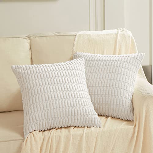 4 Packs Decorative Throw Pillow Covers for Living Room Couch Bed (20" x 20" (Pack of 4) / White)